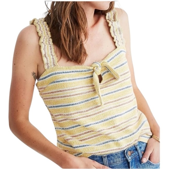 NWT MADEWELL TEXTURE & THREAD Smithfield Stripe Tie Front Tank Top Size Medium - Picture 3 of 5